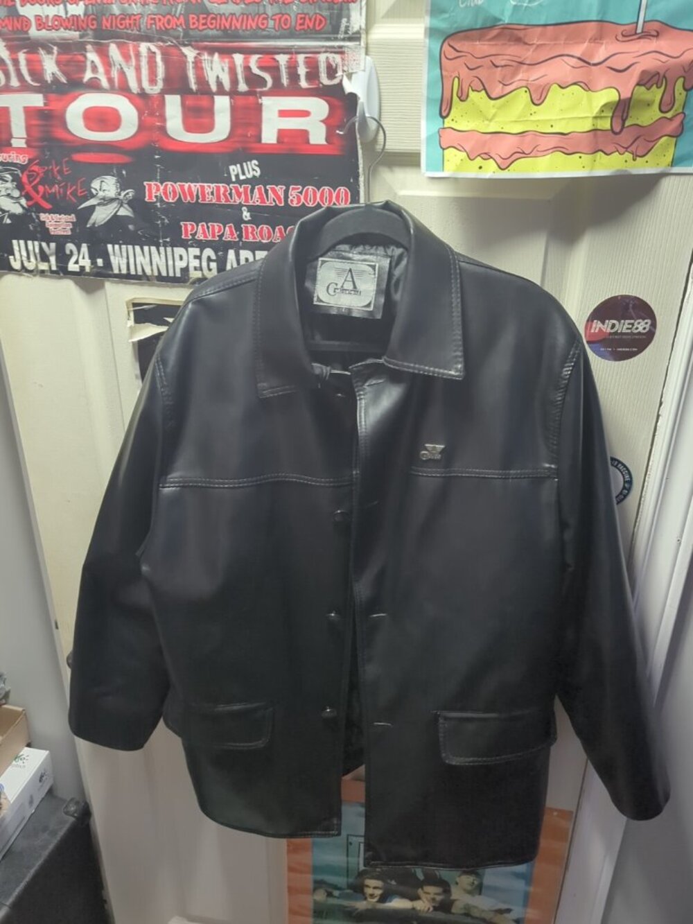 Armani Collezioni Men’s Authentic Leather Jacket Size Large Long
